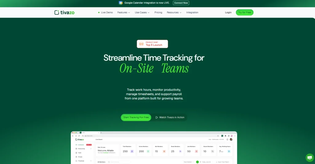Tivazo call center for time tracking