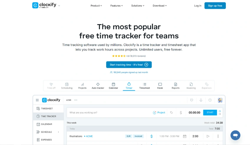 best time tracking software for remote teams clockify