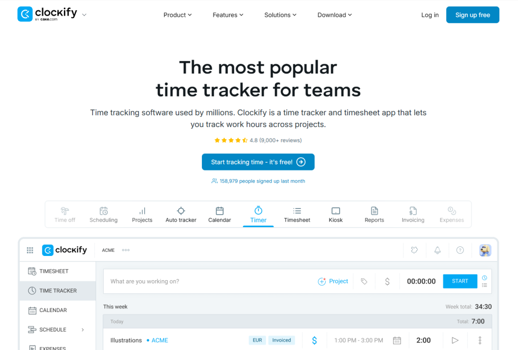 Clockify call center for time tracking