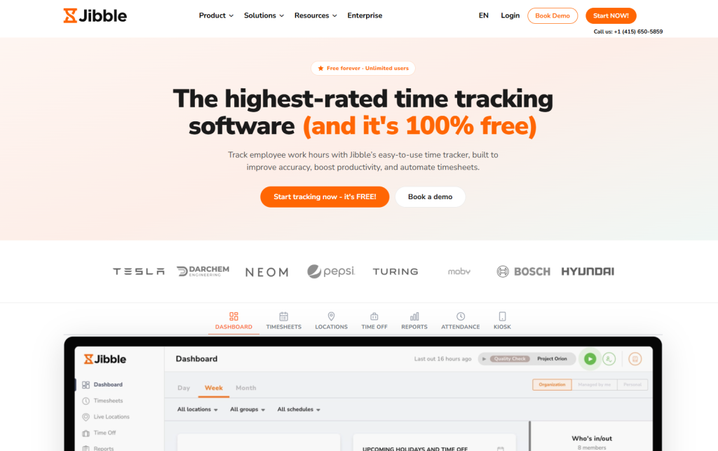 Jibble call center for time tracking