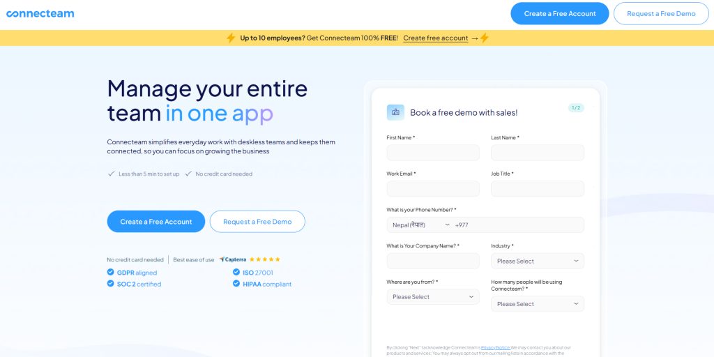 Connecteam call center for time tracking