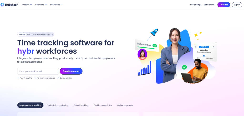 Hubstaff call center for time tracking
