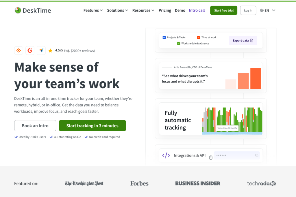 DeskTime call center for time tracking