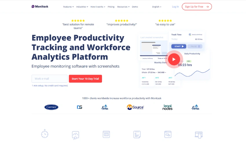 best time tracking software for remote teams monitask