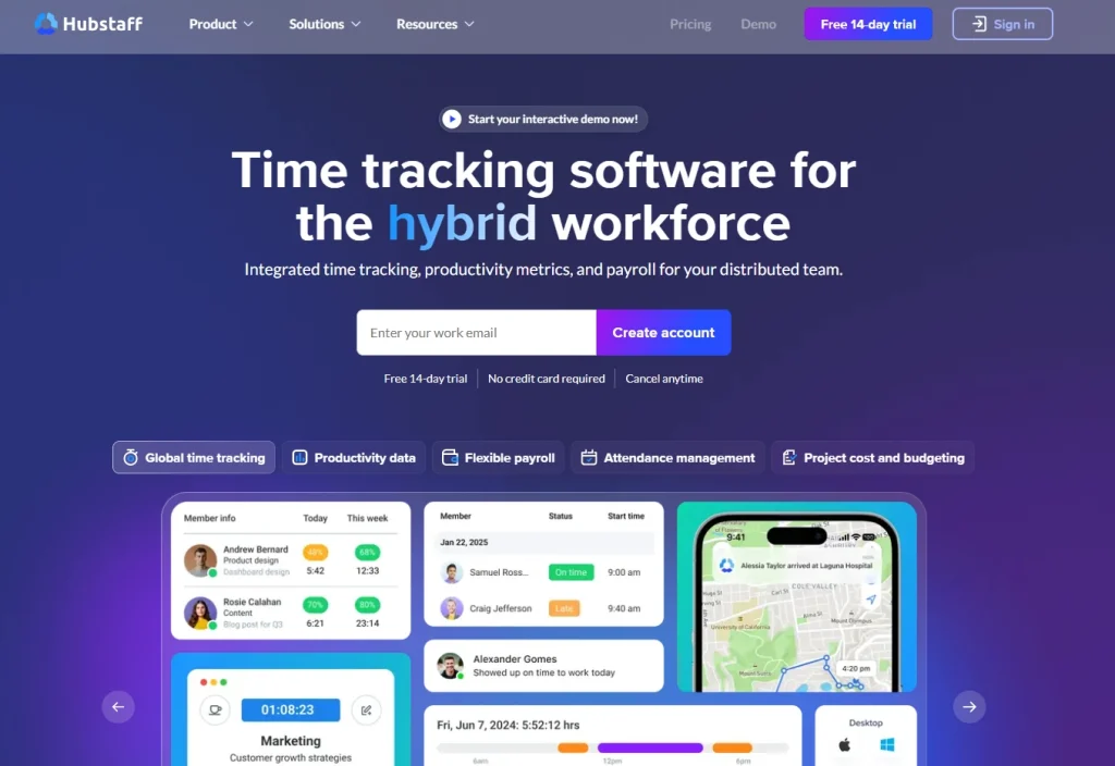 Hubstaff website