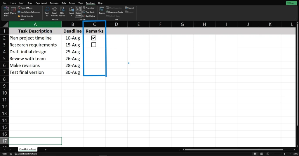Add a Checkbox
