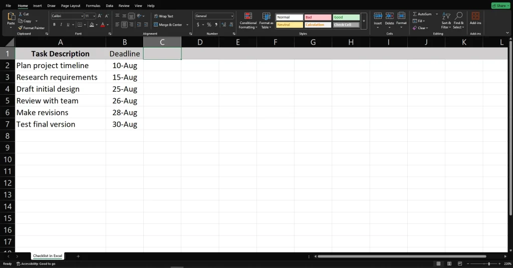 Add Checklist items