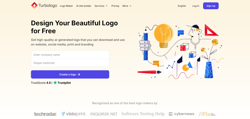turbologo landing page