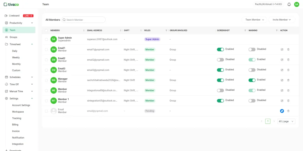 Tivazo live screenshot feature - Flexible On/Off Settings