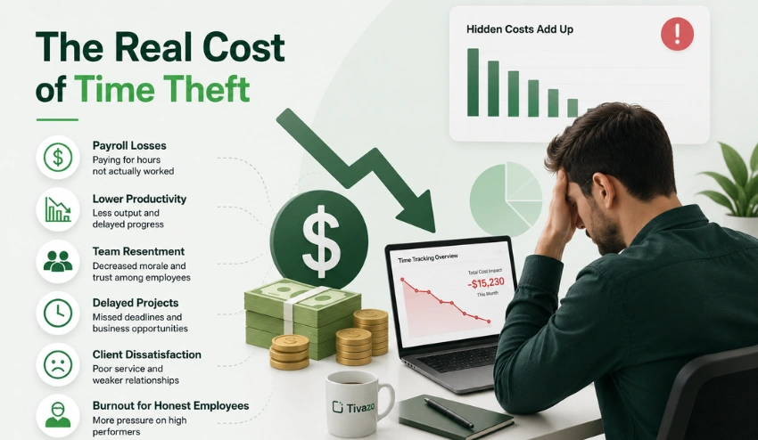 Business calculating payroll losses caused by time theft