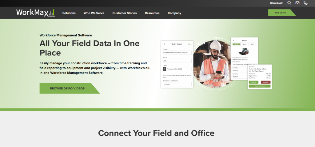 Workmax time tracking for construction